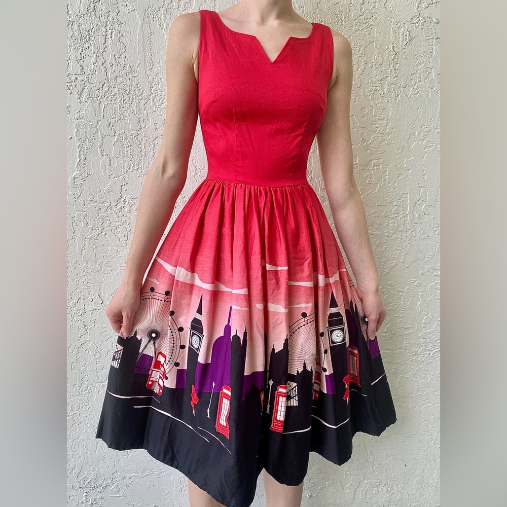 Collectif Red A-line Dress XXS